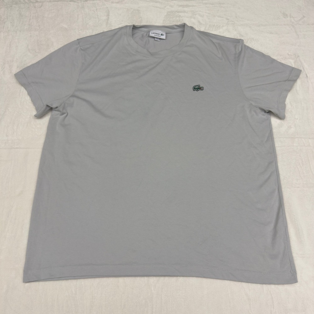 Lacoste Shirt Mens XXL Light Gray Crewneck Tee Pima Cotton Short Sleeve Casual